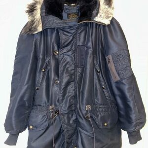 Rare Pristine 1951 N-3A US Air Force Military Snorkel Parka in Navy Blue (M)